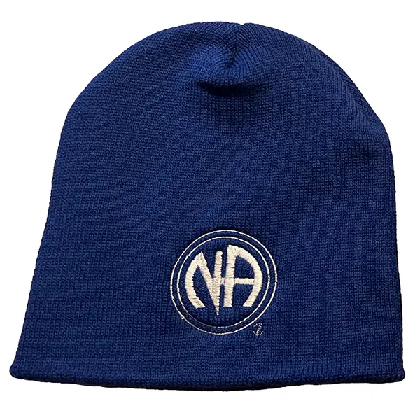 Blue No Cuff Beanie with NA Logo (Glow)
