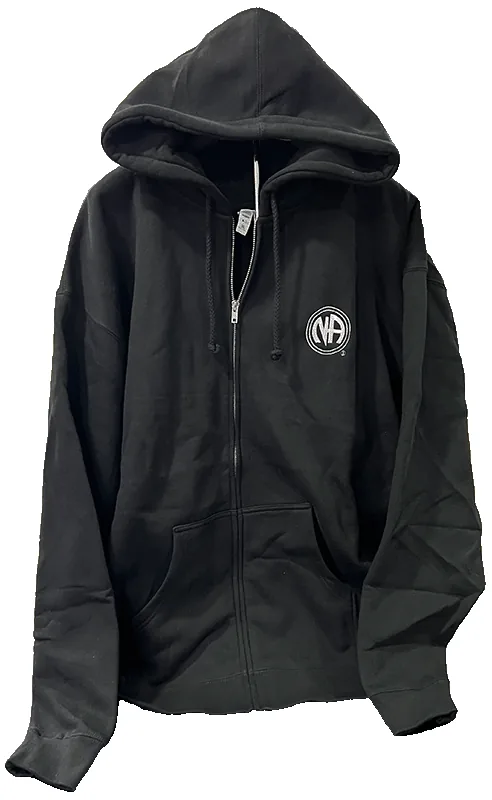 Black Full Zip Hoodie with NA Logo (White)