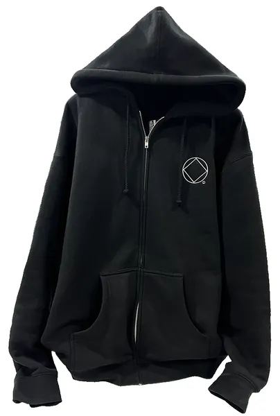 Black Full Zip Hoodie with NA Service Symbol (White)