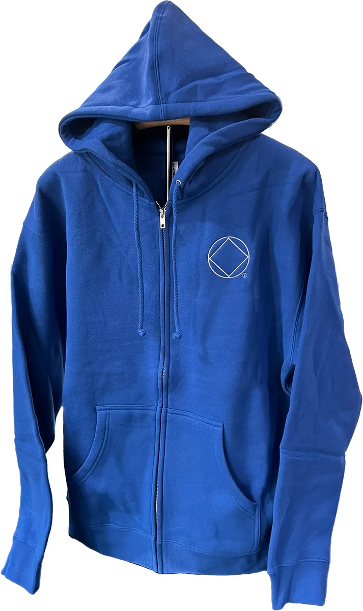 Blue Full Zip Hoodie with NA Logo (White)