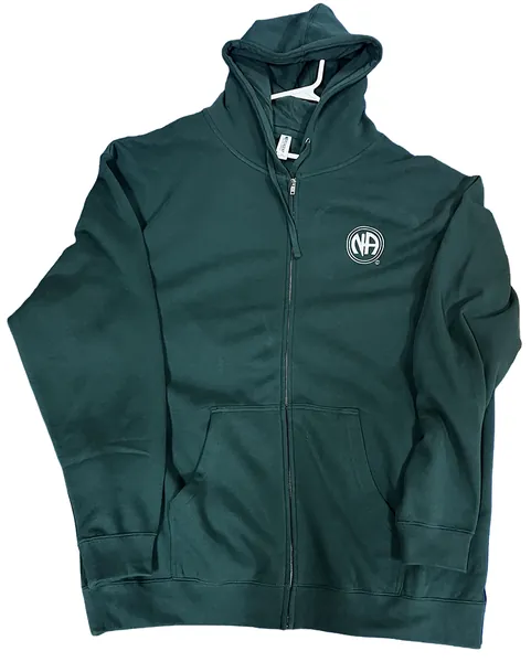 Green Full Zip Hoodie with NA Logo (White)