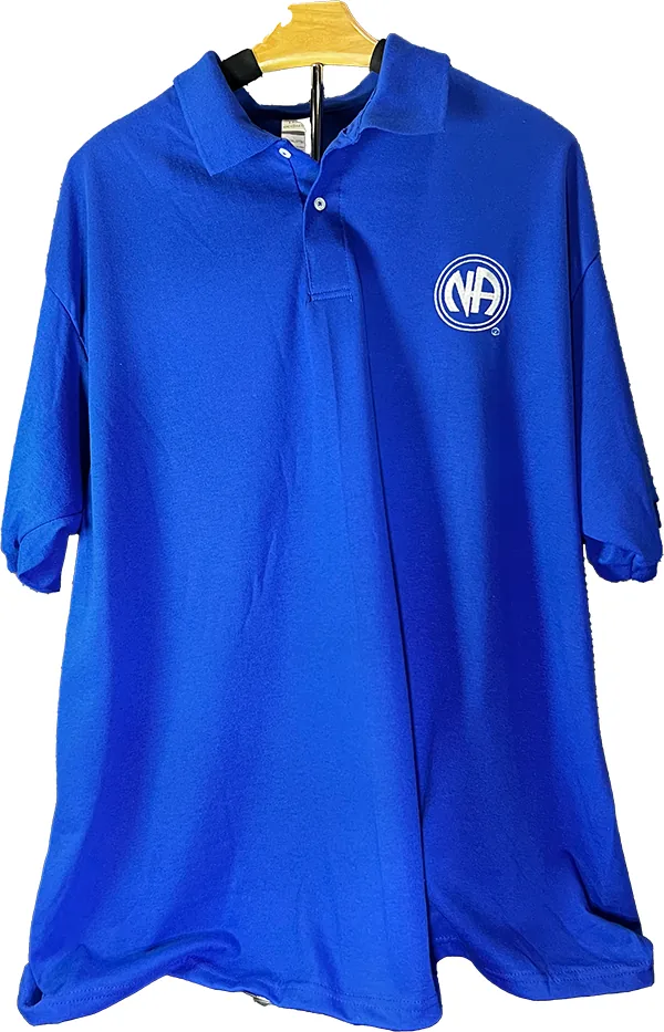 Blue Polo Short Sleeve Shirt with NA Logo (White)