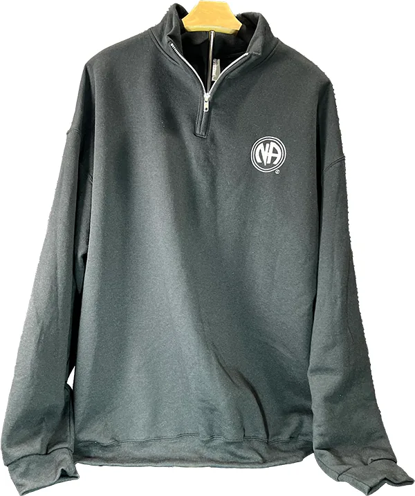 Black Quarter-Zip Sweatshirt with NA Logo (White)